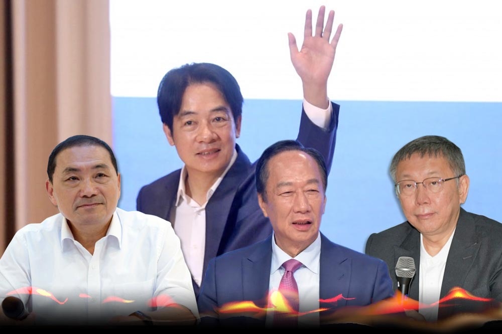 鴻海創辦人郭台銘日前宣布參選，2024總統大選儼然成「四腳督」的局面。（合成畫面／楊約翰、王侑聖、張哲偉攝）