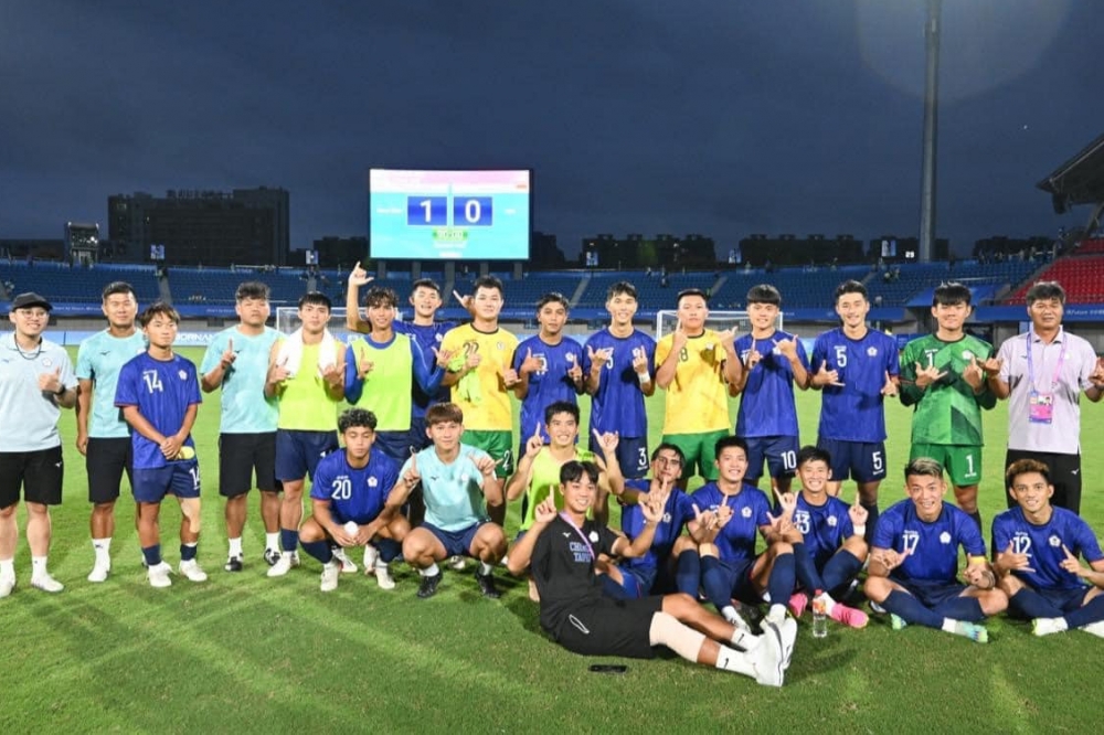 中華男足1比0擊退印尼，迎來亞運會賽場上時隔65年來的勝利。（取自中華民國足球協會CTFA 臉書）