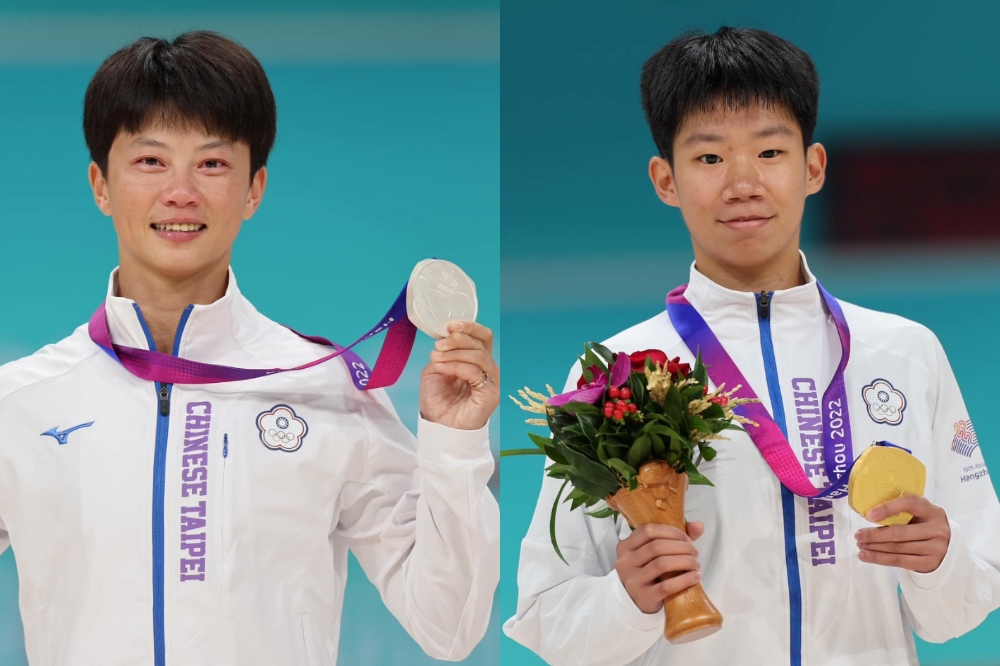 中華隊30日在競速溜冰項目傳捷報，選手施沛妤（右）奪金、楊合貞獲得銀牌。（中華奧會提供）