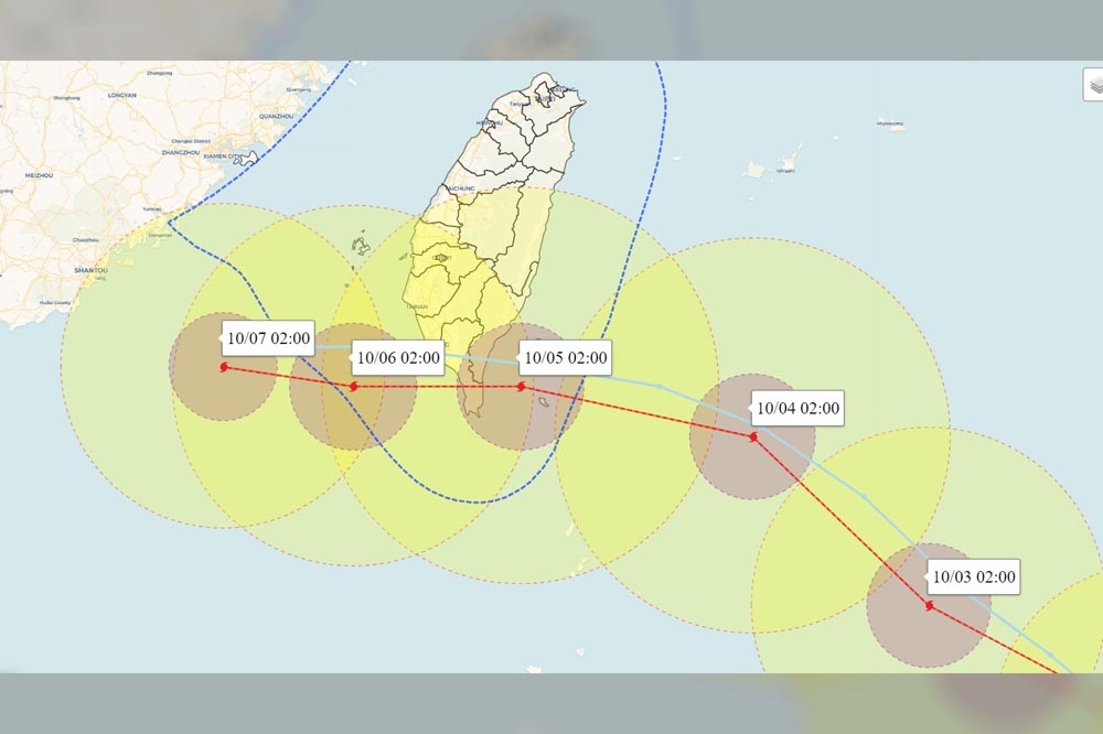 彭啟明預測高雄、屏東、台東可能達到放颱風假的標準。（取自氣象達人彭啟明臉書粉專）