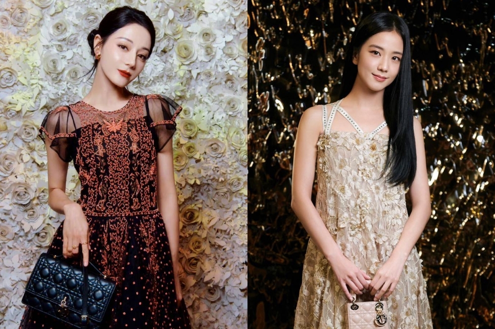 迪麗熱巴（左）與BLACKPINK Jisoo（右）一起出席巴黎時裝週Dior大秀，現場得到的待遇慘輸對方，Dior日前宣布她的代言新頭銜，讓她地位瞬間飛昇。（左翻攝自迪麗熱巴微博、右翻攝自Dior IG）