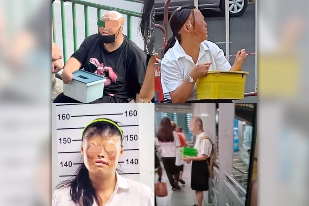曼谷街頭近日出現多名中國毀容乞丐。（取自@meimeisupport）