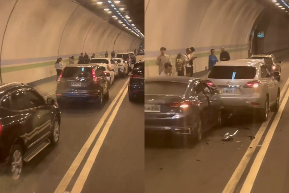 國道3號中寮隧道發生13車連環撞車禍。（取自記者爆料網）