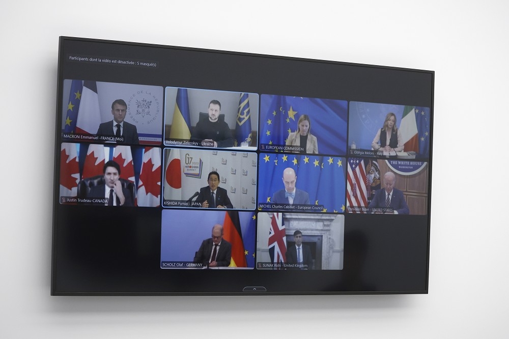 G7領袖6日舉行視訊會議。（美聯社）