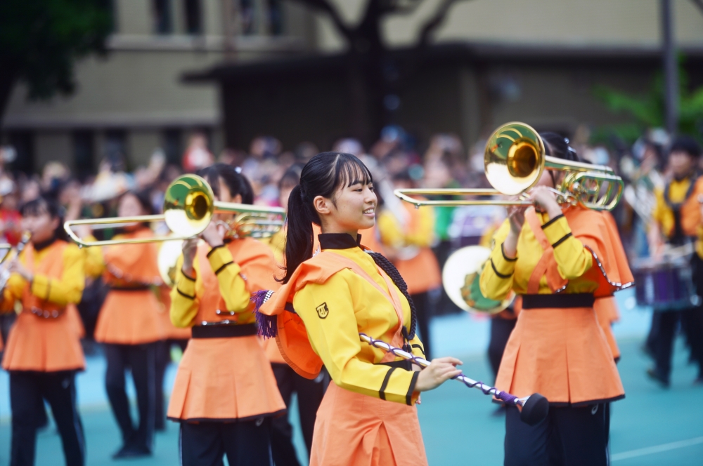 日本京都橘高校吹奏樂部外號「橘色惡魔」，近期襲台帶來高水準演出。（資料照片／張哲偉攝）