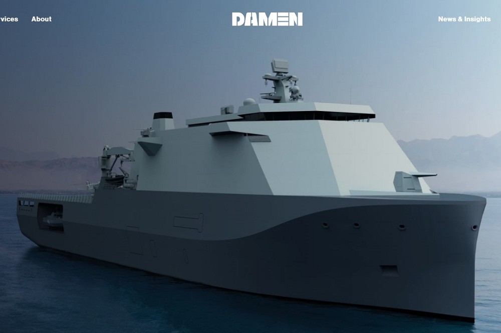 達門Enforcer設計中的18028型船塢登陸艦概念圖。（取自達門）