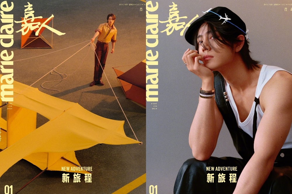 肖戰登上時尚雜誌《嘉人marie claire》中國版2024開年封面，披著及肩長髮，露出健身有成的肌肉，性張力噴發，引爆粉絲搶購熱潮。（取自嘉人微博）