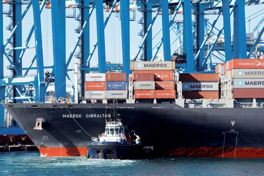 丹麥航運巨商馬士基（Maersk）貨輪「馬士基杭州號」24小時內2度遭到葉門叛軍青年運動攻擊。圖為馬士基旗下貨輪「快桅直布羅陀號」（Maersk Gibraltar）。（美聯社）