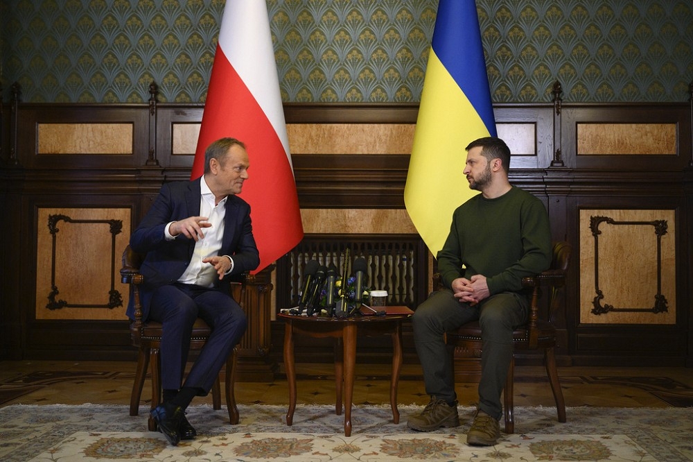 亲欧盟的波兰新总理图斯克排除国内困难，力挺乌克兰抗战到底。（美联社）(photo:UpMedia)