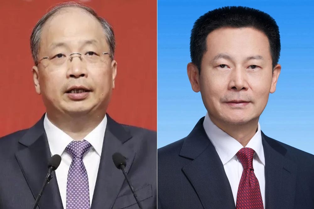 中國證監會主席易會滿（左）遭免職，由上海市委副書記吳清（右）接任。（合成畫面／取自中國證券報）