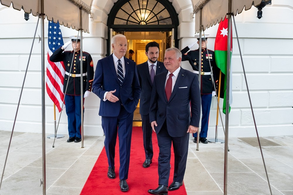 美國總統拜登與約旦國王阿布杜拉二世在白宮會晤後，雙方攜手致力促成以色列與哈瑪斯在加薩停火6週的協議。（取自X平台）