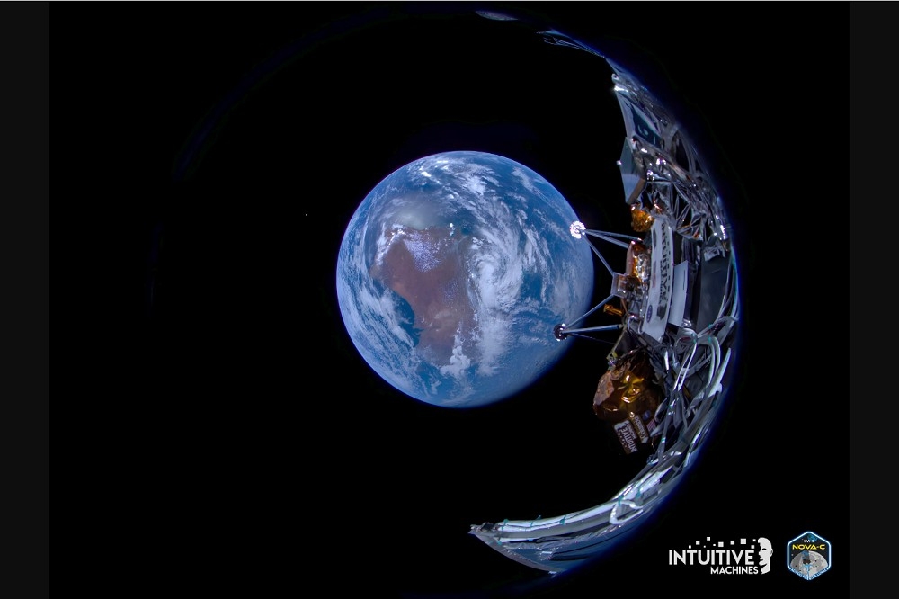 奥德修斯号脱离SpaceX猎鹰九号火箭不久的照片。这艘太空船不久后成功登陆月球。 （美联社）(photo:UpMedia)