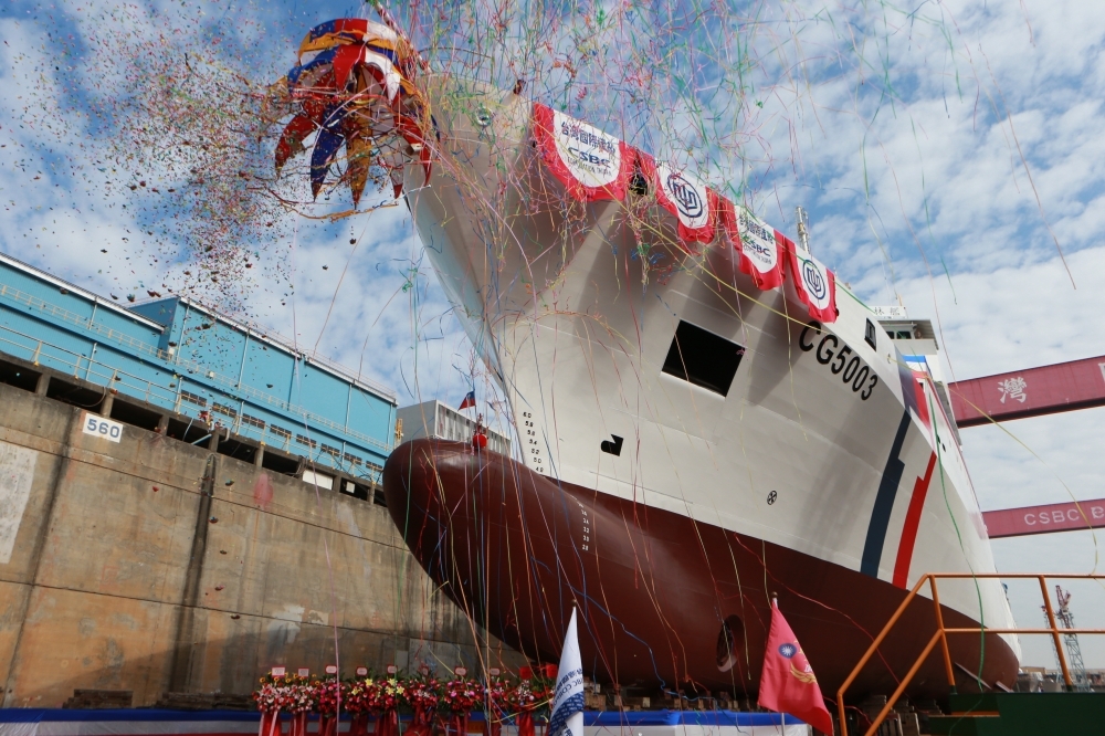 海巡署製造的第3艘4000噸級巡防艦「雲林艦」，明天（9日）會舉行交船典禮，總統蔡英文及副總統賴清德將一同出席。(台船提供 )