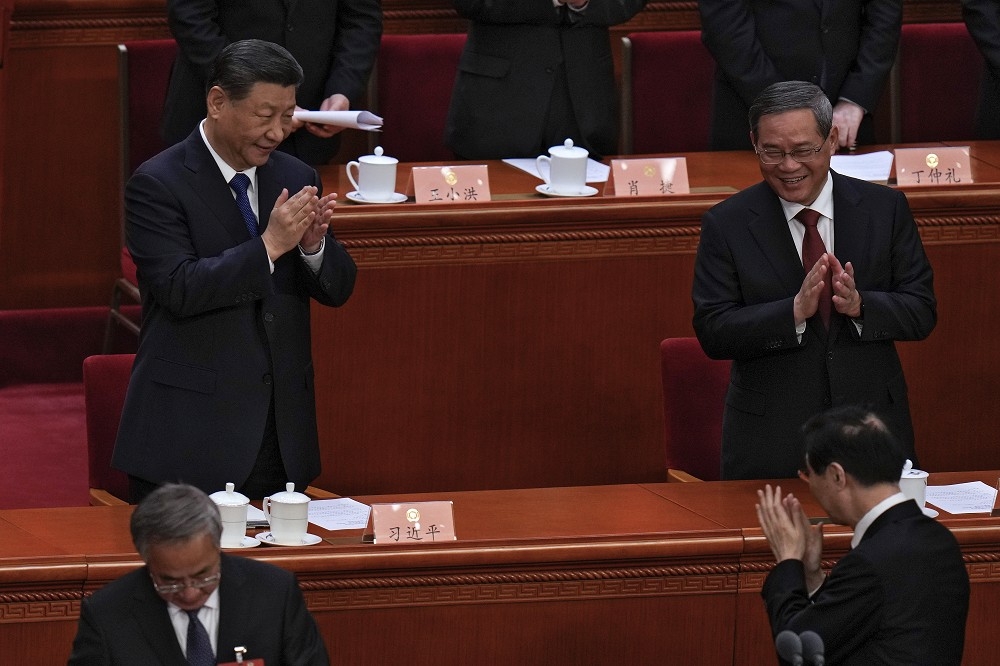 2024年3月10日，中國全國政協第14屆第二次會議閉幕，中共總書記習近平、總理李強等人出席。（美聯社）
