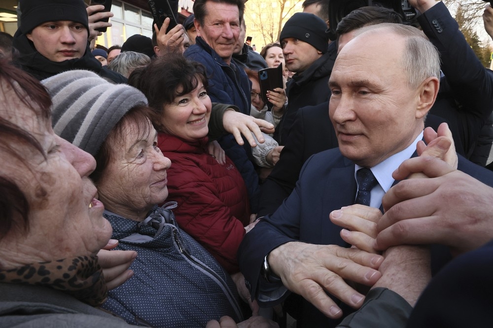 在国内的支持度无人能及，俄国此次大选无疑仍是普丁「一个人的武林」。（美联社）(photo:UpMedia)