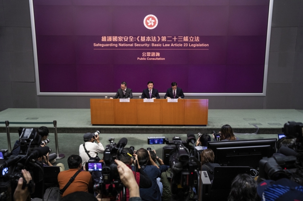 香港立法会19日将加开大会，恢复基本法第23条2读辩论。（美联社）(photo:UpMedia)