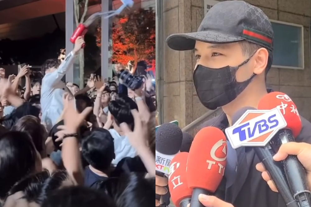 網紅「Mr.R」昨天在台北市信義區舉辦撒錢活動，險些釀禍，警方出手偵辦。（翻攝畫面）