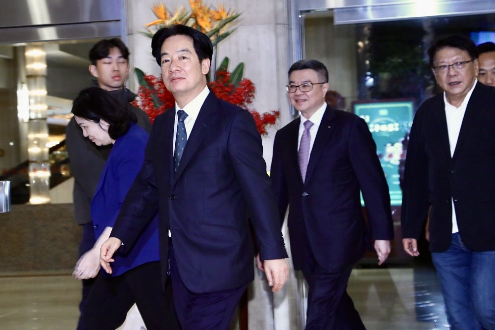 總統當選人賴清德今晚（14日）在台北福華飯店宴請全體綠委。（王侑聖攝）