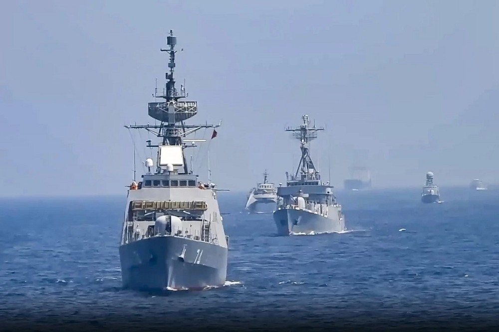 俄、中以及伊朗在2023年5月進行聯合海上操演。（資料照片／美聯社）