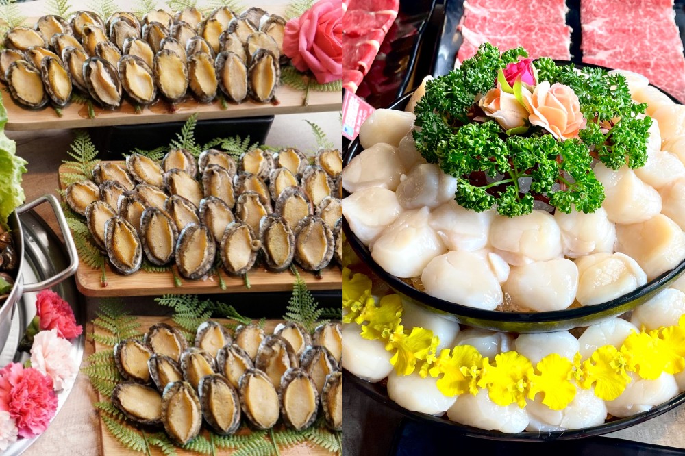 「新馬辣」推出「九孔鮑魚」吃到飽，「新馬辣 Plus+」則是端出「北海道生食級干貝」無限量供應。