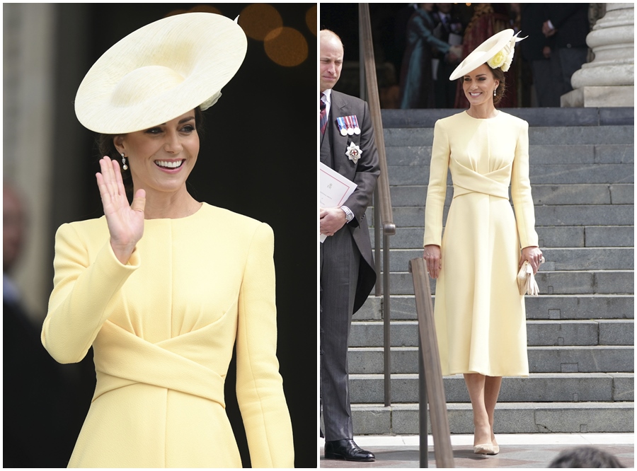 英國女王登基70周年，凱特王妃穿搭一身鵝黃色