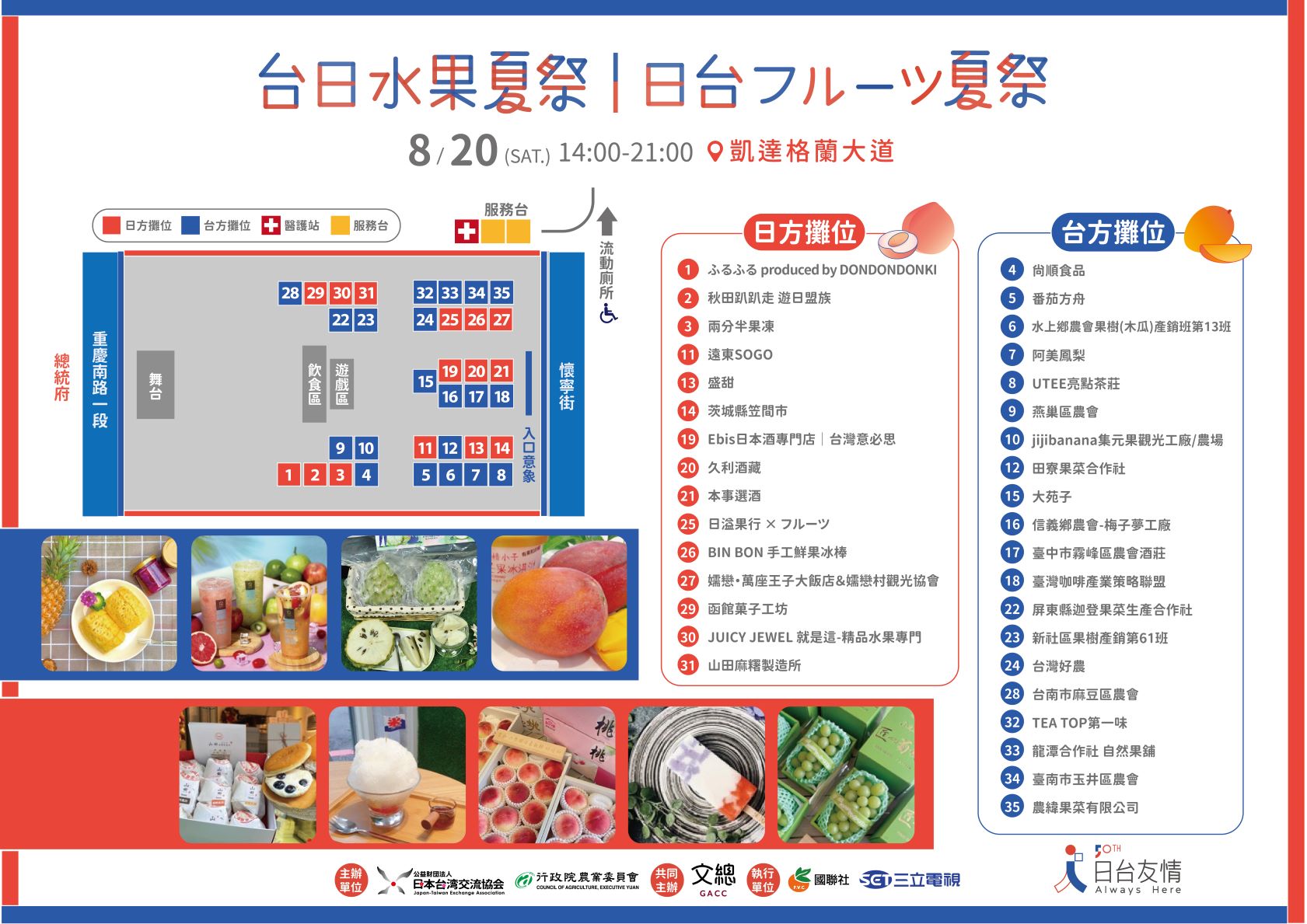 台北假日市集「台日水果夏祭」攤位一覽表