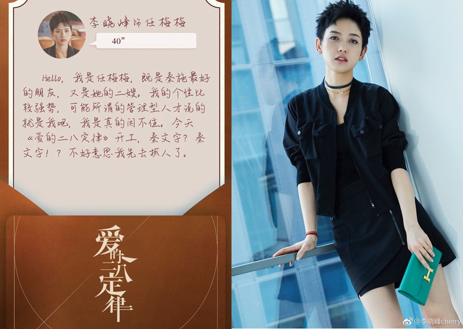 李曉峰在《愛的二八定律》飾演楊冪的閨蜜，據悉劇中楊冪還帶著她去抓姦
