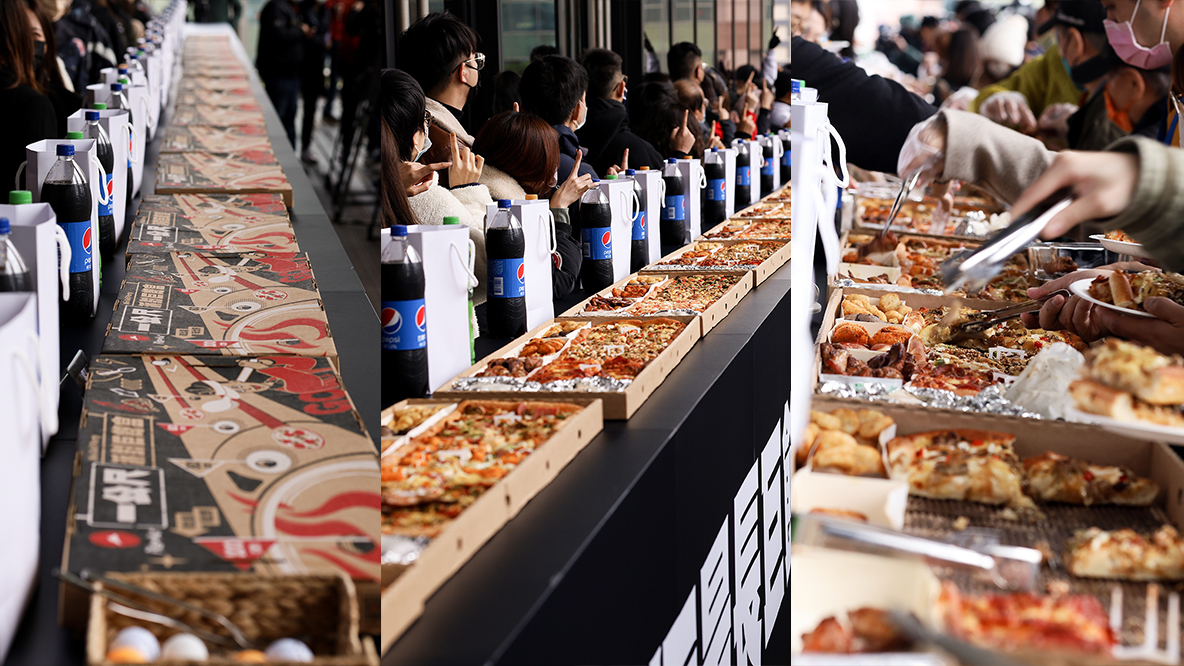 必勝客「開工派對」準備了「究極加長巨飽盒」堪稱史上最長 20 公尺披薩