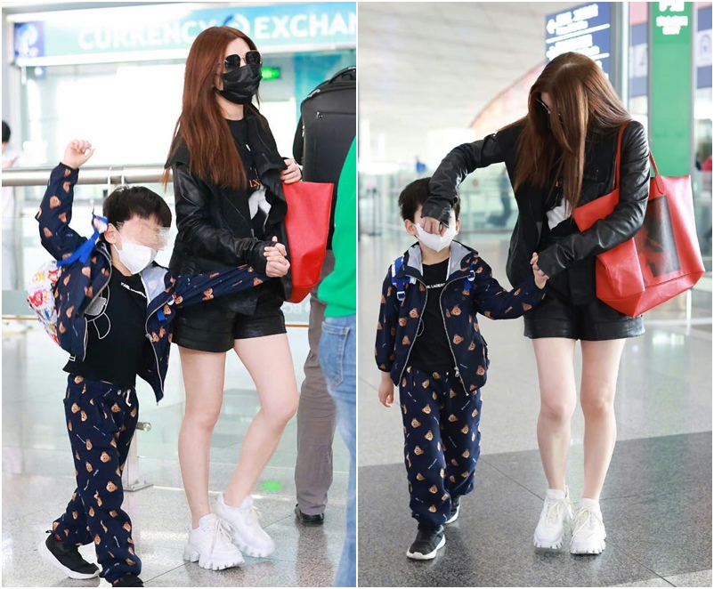 陳妍希帶著與陳曉的兒子現身機場，破舊行李箱意外成討論焦點，