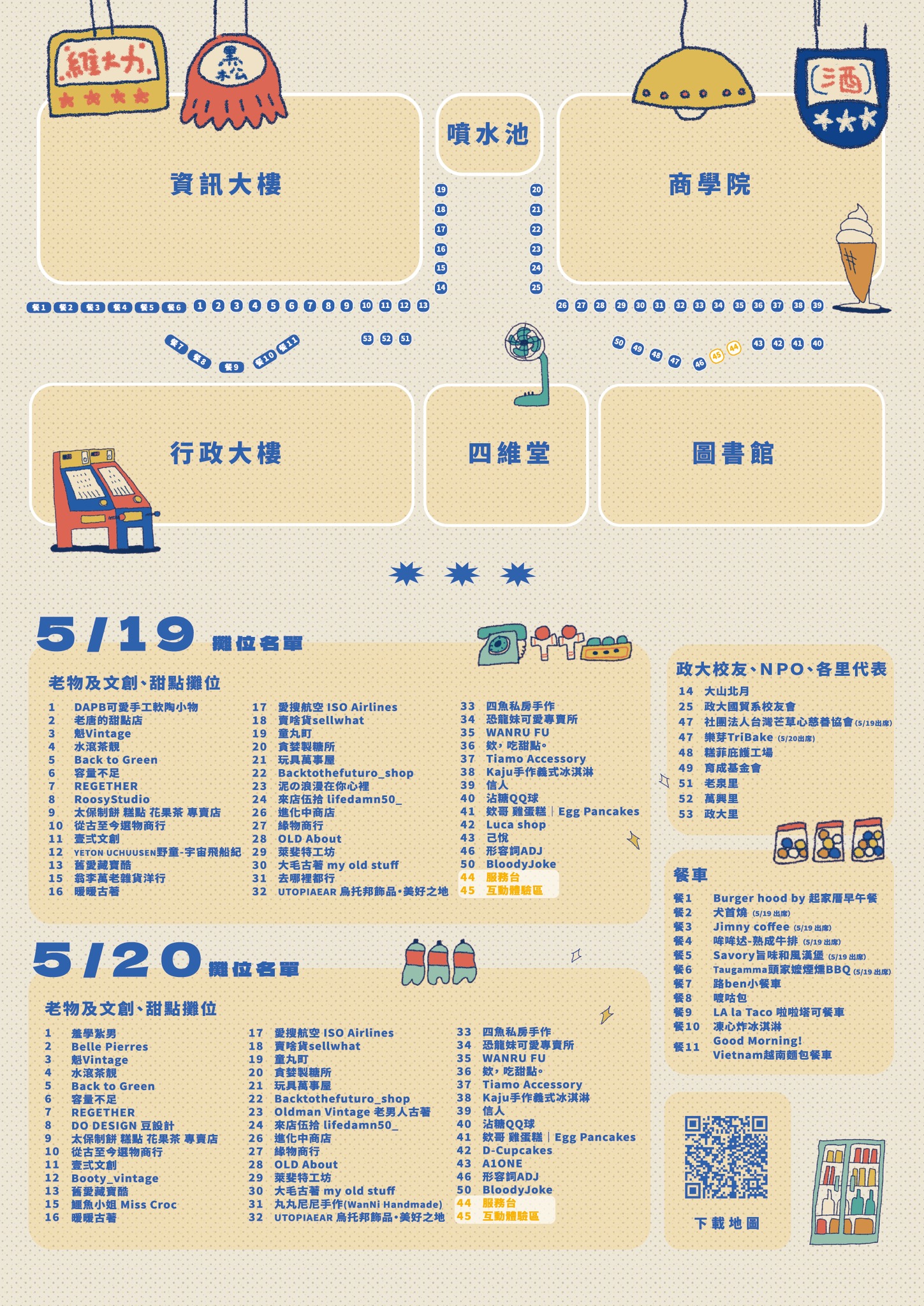 台北文山市集「花漾年華復古派對」攤位圖一覽表