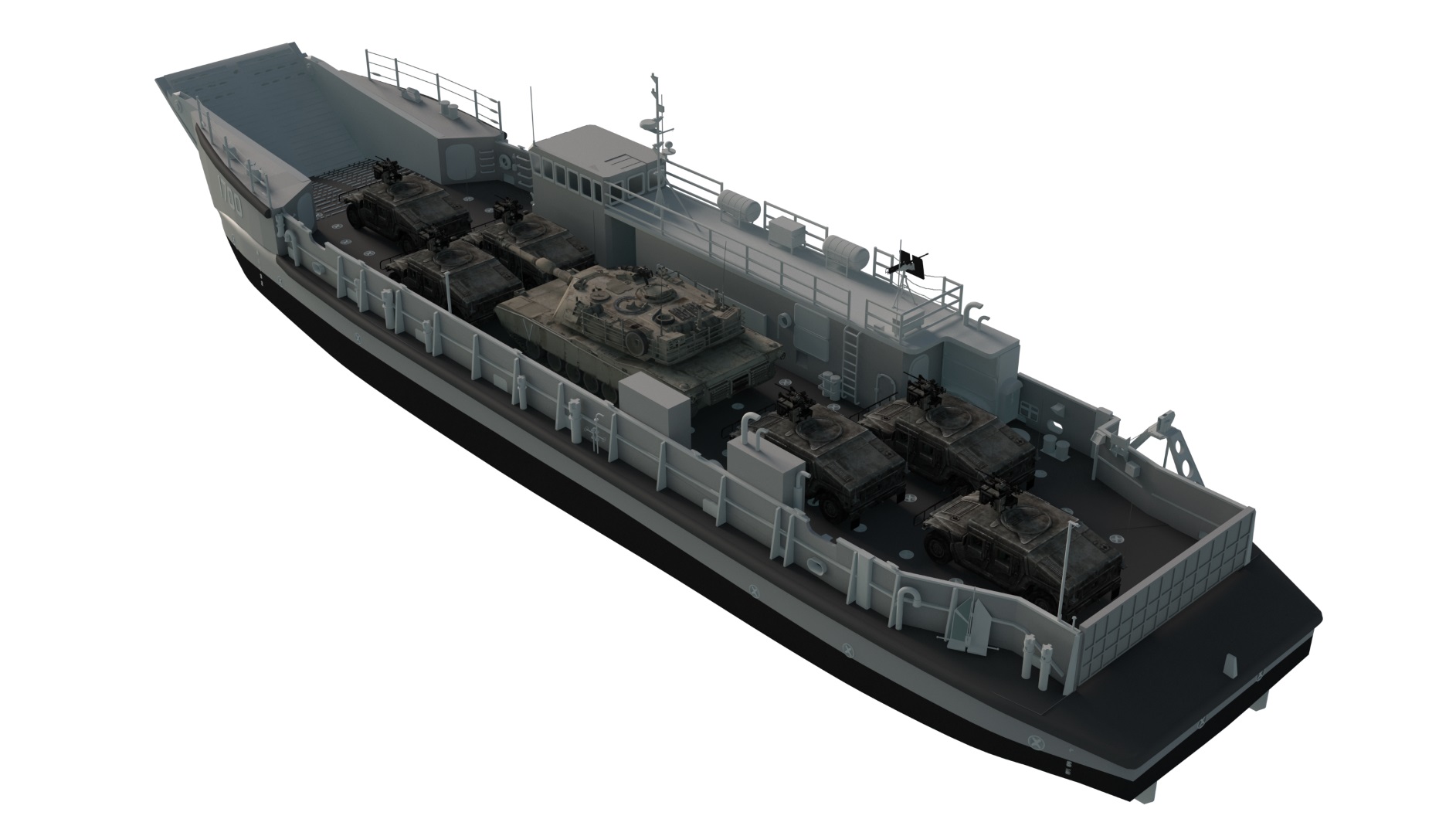 美國海軍訂購的新型LCU 1700通用登陸艇設計。